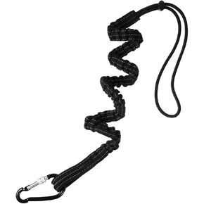 LEIFIDE Tool Lanyard Standard Length Safety Tool Leash 17.6lb 8kg Tough Adjustable Fall Protection Tether with Aluminum Screw Lock Buckle, Shock Cord Stopper and Retractable Loop End, Black (1 Pcs)