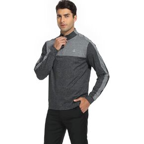 DEOLAX Mens Quarter Zip Pullover Solid 1/4 Zip Pullover Mens Athletic Performance Dry Fit Long Sleeve Thermal Mens Sweatshirt