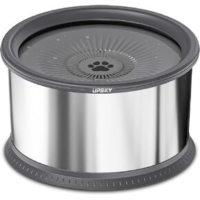 UPSKY 6.5L Dog Water Bowl,1.6 Gallon Super Large Capacity No Spill Dog Water Bowl,Stainless Steel Spill Proof Slow Water Feeder,No Splash Water Bowl with Anti-Slip Mat for Messy Drinkers