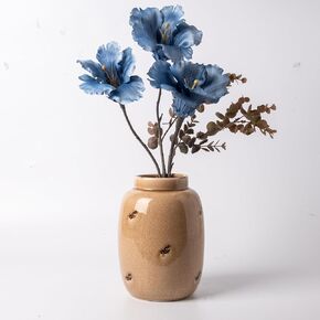 مزهرية سيراميك من فيكتور آند تيريزا للزهور، مزهريات بيج ريفية مزخرفة لعشب بامباس، مزهريات المزرعة الحديثة للطاولة، رف الموقد، غرفة المعيشة، الرف، القطع المركزية، ديكور المنزل، 10 بوصة in Kuwait