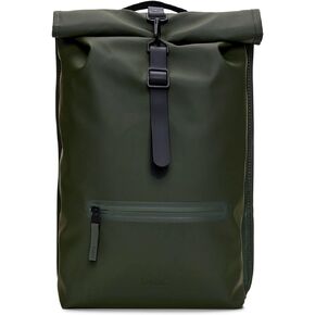 RAINS Rolltop Rucksack -Backpack - Waterproof Backpack for Women and Men - Rucksack for Travel and Work (Black)