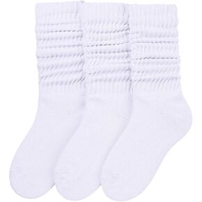 COZYEASE Women's 3 Pairs Solid Colored Slouch Socks Thick Knit Warm Mid Calf Socks Soft Trendy Casual Sock