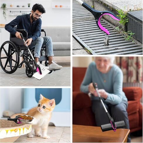 2 حزمة من أداة Grabber Reacher ومنتقي القمامة، أداة انتزاع قابلة للطي مقاس 32 بوصة مع فك عريض 4 بوصة ورأس دوار 360 درجة، أداة مساعدة على الحركة لالتقاط القمامة (أزرق) in Saudi Arabia