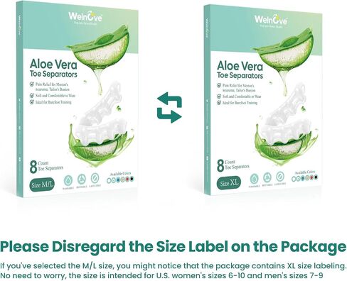 Welnove Toe Separators to Correct Bunions - 8 Pack Silicone Toe Spacers for Feet Men Women - Aloe Vera Infused Toe Spreaders for Bunion, Hammertoe - Toe Stretchers for Yoga Practice in Saudi Arabia
