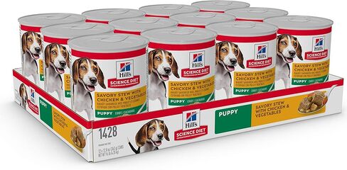Hill's Science Diet Puppy Wet Dog Food, Savory Stew with Chicken & Rice, 12.5 oz. Cans, 12-Pack in Kuwait