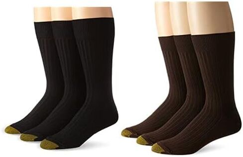Gold Toe Men's Classic Canterbury Crew Socks (Pack of 6), Black/Navy, Shoe Size: 6-12.5 in Saudi Arabia