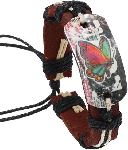 Dmaiy Leather Butterfly Bracelets Vintage Woven Bracelet Handmade Wrap Bracelets Jewelry for Women and Men in Saudi Arabia