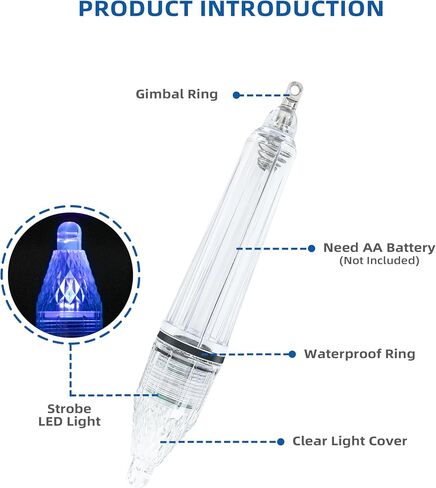 BLUEWING Fishing Deep Drop Lights 5 Pack 6.7" LED Fishing Light Underwater Fish Attracting Lamp Fishing Flashers for Swordfish, Tilefish, Halibut, Tuna, Grouper in Kuwait