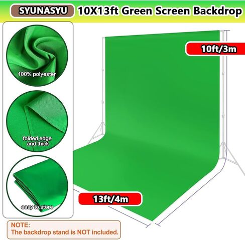 SYUNASYU 10 X 13 FT Large Green Screen Backdrop for Photography, Polyester Fabric GreenScreen Background for Streaming, Chromakey Green Backdrop Background for Photoshoot Video Studio Gaming Zoom in Saudi Arabia