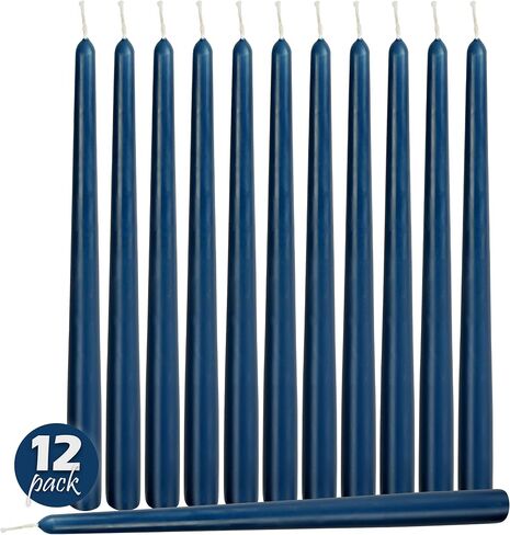 12 Pack Tall Taper Candles - 14 Inch Midnight Blue Dripless, Unscented Dinner Candle - Paraffin Wax with Cotton Wicks - 12 Hour Burn Time in Saudi Arabia