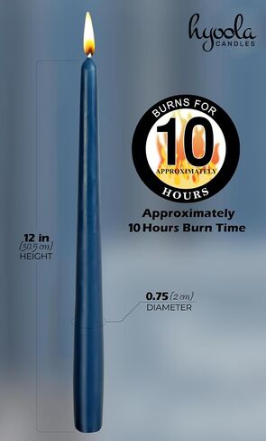 12 Pack Tall Taper Candles - 14 Inch Midnight Blue Dripless, Unscented Dinner Candle - Paraffin Wax with Cotton Wicks - 12 Hour Burn Time in Saudi Arabia