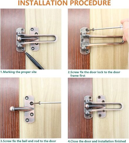 2 PCS Swing Bar Door Lock,ULIFESTAR Top Lock for Front Door Stainless Steel Door Latch Door Bolt,Barn Door Lock Shed Lock Fence Door Lock Hardware with Installation Screws Silver in Saudi Arabia