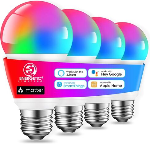 لمبة الإضاءة الذكية واي فاي ذات المادة الحيوية، لمبة A19 RGB LED متغيرة اللون، 2700K-6500K قابلة للتعتيم، تعمل مع Amazon Alexa، Google Home، Apple Home، SmartThings، 60W Equi، مطلوب مكبر صوت ذكي، عبوتان in Kuwait