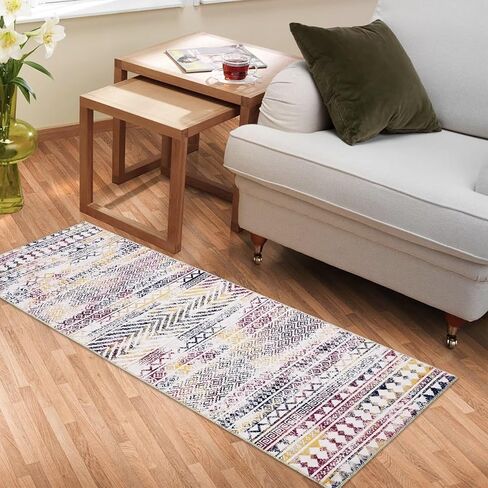 سجادة Zacoo Boho Runner 2x10 سجادة عداء المدخل سجادة قابلة للغسل سجادة غير قابلة للانزلاق سجادة مزرعة داخلية حديثة سجادة أرضية حديثة سجادة مطبخ عتيقة مدخل عداء لغرفة النوم وغرفة المعيشة والغسيل، أسود in Saudi Arabia