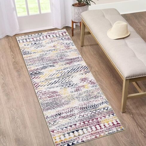 سجادة Zacoo Boho Runner 2x10 سجادة عداء المدخل سجادة قابلة للغسل سجادة غير قابلة للانزلاق سجادة مزرعة داخلية حديثة سجادة أرضية حديثة سجادة مطبخ عتيقة مدخل عداء لغرفة النوم وغرفة المعيشة والغسيل، أسود in Saudi Arabia