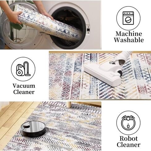 سجادة Zacoo Boho Runner 2x10 سجادة عداء المدخل سجادة قابلة للغسل سجادة غير قابلة للانزلاق سجادة مزرعة داخلية حديثة سجادة أرضية حديثة سجادة مطبخ عتيقة مدخل عداء لغرفة النوم وغرفة المعيشة والغسيل، أسود in Saudi Arabia