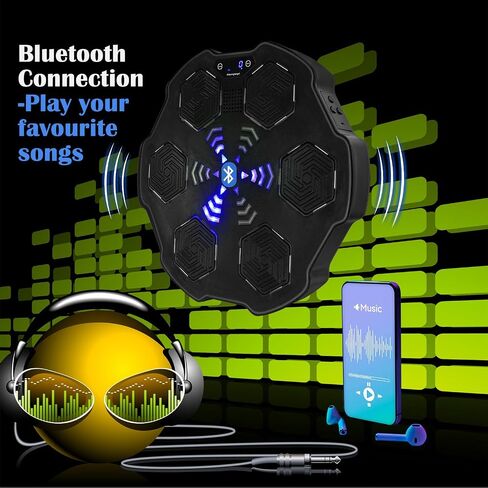 Music Boxing Machine, Smart Music Boxing Training Machine Wall Mounted, Bluetooth Boxing Workout Punching Equipment ，Gloves for Adults,Kids Included in Saudi Arabia
