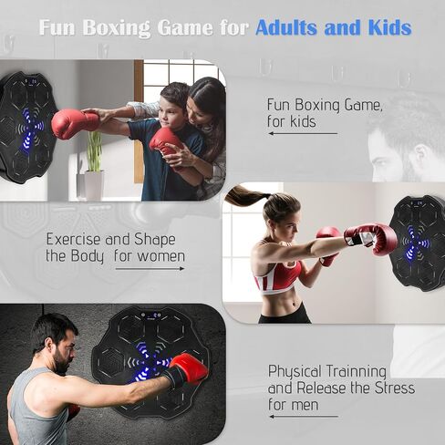 Music Boxing Machine, Smart Music Boxing Training Machine Wall Mounted, Bluetooth Boxing Workout Punching Equipment ，Gloves for Adults,Kids Included in Saudi Arabia