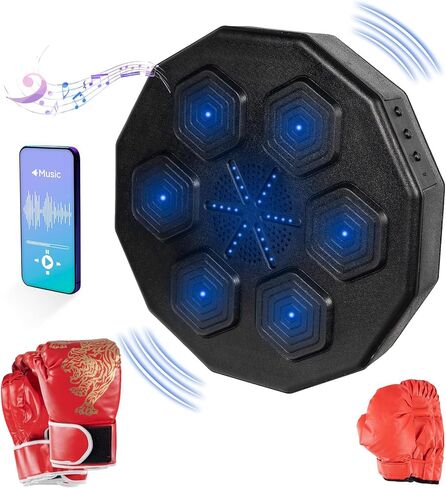 Music Boxing Machine, Smart Music Boxing Training Machine Wall Mounted, Bluetooth Boxing Workout Punching Equipment ，Gloves for Adults,Kids Included in Kuwait
