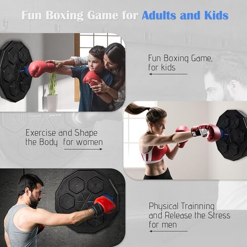 Music Boxing Machine, Smart Music Boxing Training Machine Wall Mounted, Bluetooth Boxing Workout Punching Equipment ，Gloves for Adults,Kids Included in Kuwait