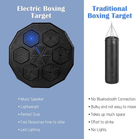 Music Boxing Machine, Smart Music Boxing Training Machine Wall Mounted, Bluetooth Boxing Workout Punching Equipment ，Gloves for Adults,Kids Included in Kuwait