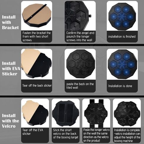 Music Boxing Machine, Smart Music Boxing Training Machine Wall Mounted, Bluetooth Boxing Workout Punching Equipment ，Gloves for Adults,Kids Included in Kuwait