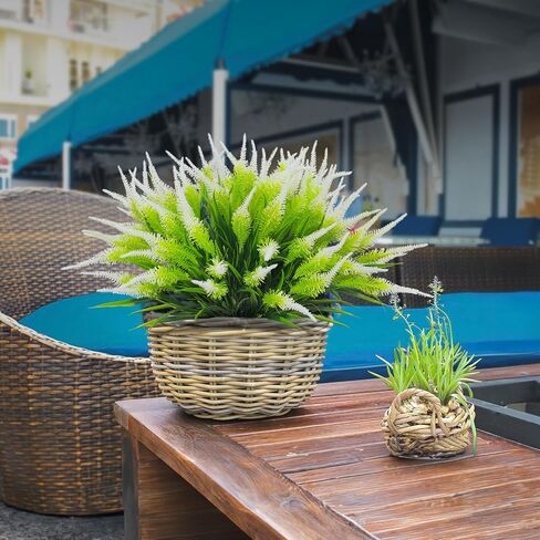 10 Bundles Artificial Outdoor Flowers UV Resistant Plants Faux Plastic Greenery Shrubs Fake Plastic Grass for Patio Garden Porch Home Window Box Decor (Purple) in Saudi Arabia