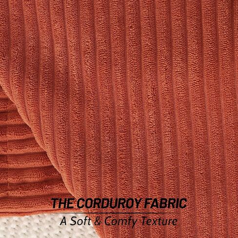 Mecatny Corduroy Pillow Covers 18x18 Inch Set of 2 - Striped Throw Pillow Covers with Wide Border for Living Room, Bed - Soft Square Decorative Pillow Covers for Couch - Cream White in Saudi Arabia
