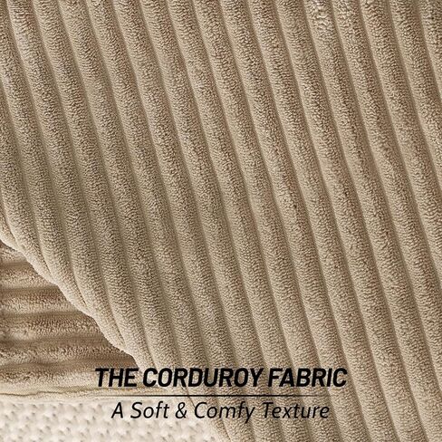 Mecatny Corduroy Pillow Covers 18x18 Inch Set of 2 - Striped Throw Pillow Covers with Wide Border for Living Room, Bed - Soft Square Decorative Pillow Covers for Couch - Cream White in Saudi Arabia