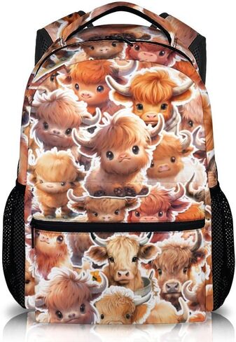 Girls Backpack - 17 Inch Large Capacity Highland Cow Bookbag - Lightweight Kids' Backpacks for Elementary, Preschool & Travel in Saudi Arabia