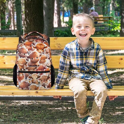 Girls Backpack - 17 Inch Large Capacity Highland Cow Bookbag - Lightweight Kids' Backpacks for Elementary, Preschool & Travel in Saudi Arabia