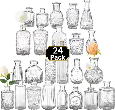 Bud Vases in Bulk 30, Glass Vases for Centerpieces, Small Vases for Flowers, Small Flower Vases for Centerpieces, Mini Vases, Vintage Vases, Clear Bud Vases for Wedding Table Decor in Saudi Arabia