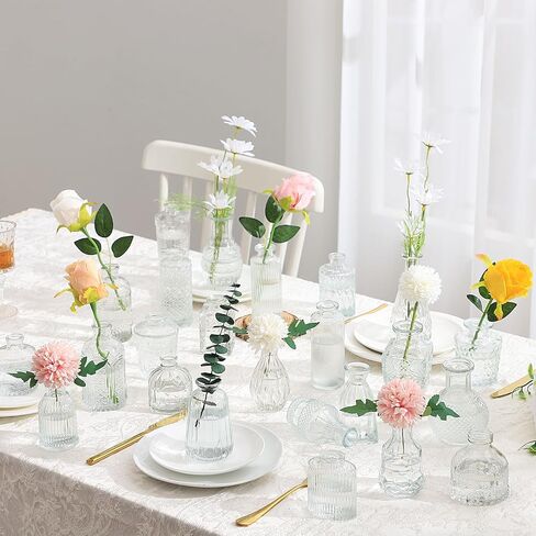 Bud Vases in Bulk 30, Glass Vases for Centerpieces, Small Vases for Flowers, Small Flower Vases for Centerpieces, Mini Vases, Vintage Vases, Clear Bud Vases for Wedding Table Decor in Saudi Arabia