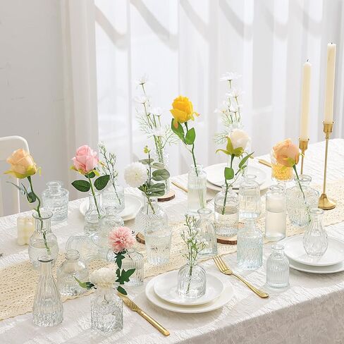 Bud Vases in Bulk 30, Glass Vases for Centerpieces, Small Vases for Flowers, Small Flower Vases for Centerpieces, Mini Vases, Vintage Vases, Clear Bud Vases for Wedding Table Decor in Saudi Arabia