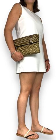 MARIA VICTORIA-Accent-Handwoven plastic Mexican Clutch. Perfect for everyday, indoor and outdoor activities. Water resistant. (ACCENT DI) in Kuwait