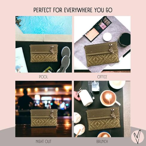 MARIA VICTORIA-Accent-Handwoven plastic Mexican Clutch. Perfect for everyday, indoor and outdoor activities. Water resistant. (ACCENT DI) in Kuwait