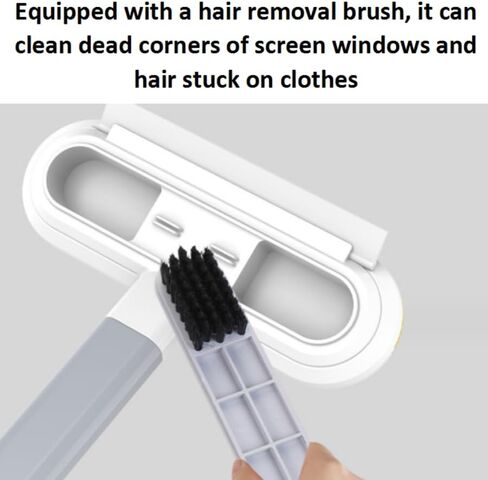 Three in one non disassembly and cleaning screen window brush, glass scraper, double-sided dry and wet cleaning tool, scraper, scraper, gap brush, multi-functional box packaging (Grey white) in Saudi Arabia