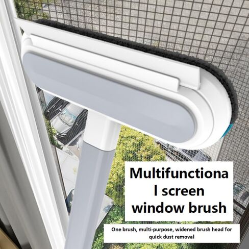 Three in one non disassembly and cleaning screen window brush, glass scraper, double-sided dry and wet cleaning tool, scraper, scraper, gap brush, multi-functional box packaging (Grey white) in Saudi Arabia
