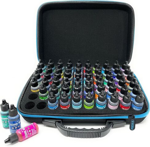 Alcohol Ink Storage Carrying Case, Paint Carry Case Organizer, Stores 30x 0.5-Ounce Bottles of Alcohol Inks, Stickles, Glossy Accents or Reinkers, Travel Case Hobby Paint Storage (Ink not Included) in Kuwait