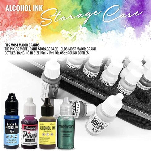 Alcohol Ink Storage Carrying Case, Paint Carry Case Organizer, Stores 30x 0.5-Ounce Bottles of Alcohol Inks, Stickles, Glossy Accents or Reinkers, Travel Case Hobby Paint Storage (Ink not Included) in Kuwait