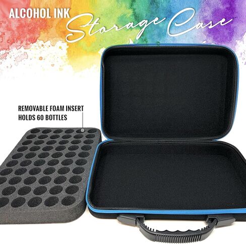 Alcohol Ink Storage Carrying Case, Paint Carry Case Organizer, Stores 30x 0.5-Ounce Bottles of Alcohol Inks, Stickles, Glossy Accents or Reinkers, Travel Case Hobby Paint Storage (Ink not Included) in Kuwait