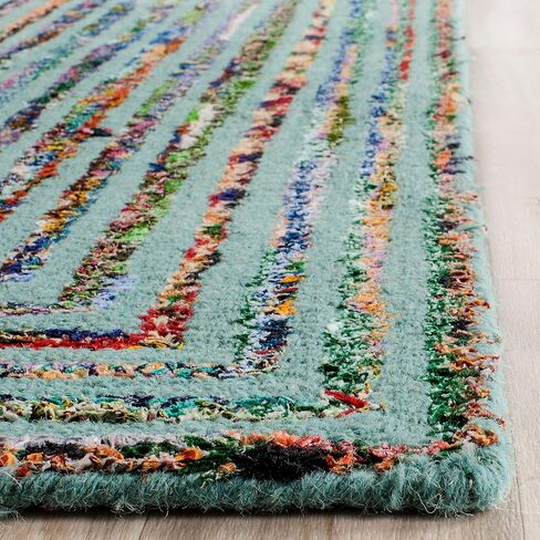 سجادة عداء من مجموعة SAFAVIEH Nantucket - 2'3" x 8'، أزرق مخضر، مصنوعة يدويًا من القطن والصوف التجريدي بوهو، مثالية للمناطق ذات حركة المرور العالية في غرفة المعيشة وغرفة النوم (NAN603A) in Saudi Arabia