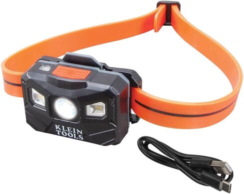 Klein Tools 56064 Rechargeable Auto-Off LED Headlamp, Silicone Strap, 400 lms, All-Day Runtime, for Work, Running, Outdoor Hiking, Camping in Saudi Arabia