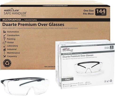 Duarte Premium Over The Glass Safety Glasses; ANSI Z87.1 Lenses with Anti-Fog & Scratch, UV400 Protection in Saudi Arabia