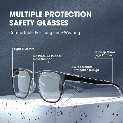 TOREGE Safety Glasses For Men,Clear Anti-Fog Anti-Blue Light Safety Goggles Scratch Resistant For Women Nurse in Kuwait