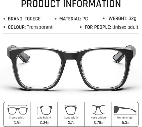 TOREGE Safety Glasses For Men,Clear Anti-Fog Anti-Blue Light Safety Goggles Scratch Resistant For Women Nurse in Kuwait