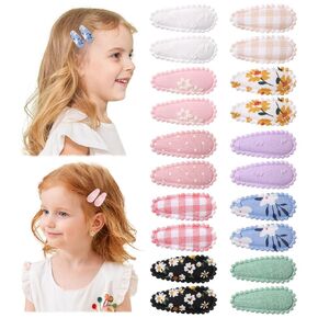 60 PCS Snap Hair Clips for Girls Flower Patterns Toddler Hair Clips 1.5" Wrapped Mini Baby Hair Clips Cute Baby Girls Fine Hair Barrettes Hair Accessories for Baby Girls Infants Toddler