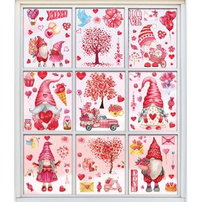 Whaline 9 Sheets Spring Gnome Flower Window Clings Watercolor Floral Butterfly Birds Window Stickers Easter Colorful Reusable Static Window Decals for Home School Party Decor Supplies
