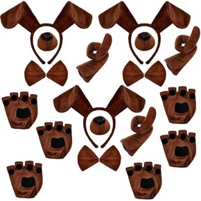 Coopay 15 Pieces Puppy Dog Costume Set Headband, Bow Tie, Tail, Fake Nose and Puppy Paw Gloves Animal Costume Accessories