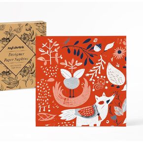 30 pcs Premium Designer Paper Napkins, 3-Ply 6.5 x 6.5-inches Fold Disposable Decorative Lunch Dinner Napkin, Fresh Bouquet Colorful Floral